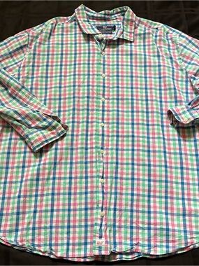 Vineyard Vines Linen Blend Long Sleeve Button Down Shirt Men’s 3XB Classic Fit